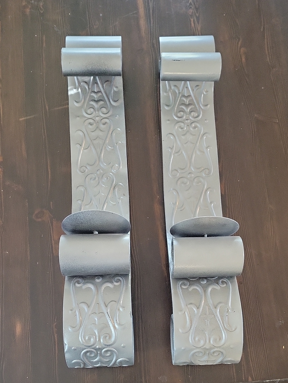 Rustic Metal Wall Sconce Pair in Gray - Decorative Home Wall Decor